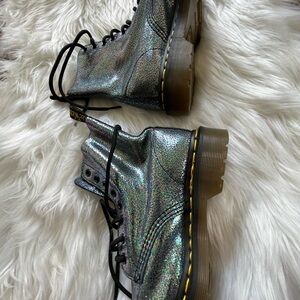 Dr. Martens Iridescent Silver Combat Boots